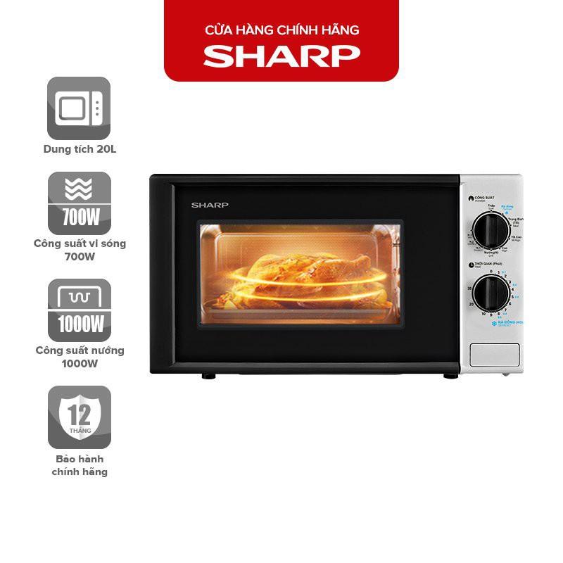 Lò Vi Sóng Sharp 20 Lít R-G225VN-BK 700W - 1000W - Hàng Chính Hãng Bảo Hành 12 Tháng