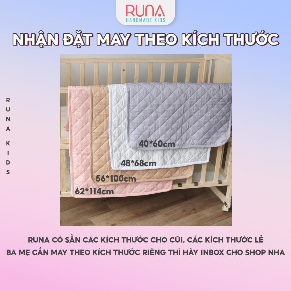 Thảm lót chống thấm cho bé RUNA KIDS Cotton Hàn 100% chần bông thấm hút tốt thoáng mát an toàn cho bé 1m6x2m