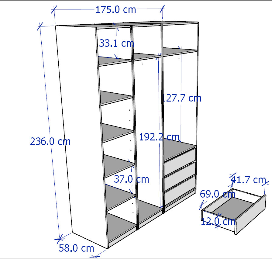 ZOOM, Tủ quần áo đa năng WAR_014, 175x58x236cm