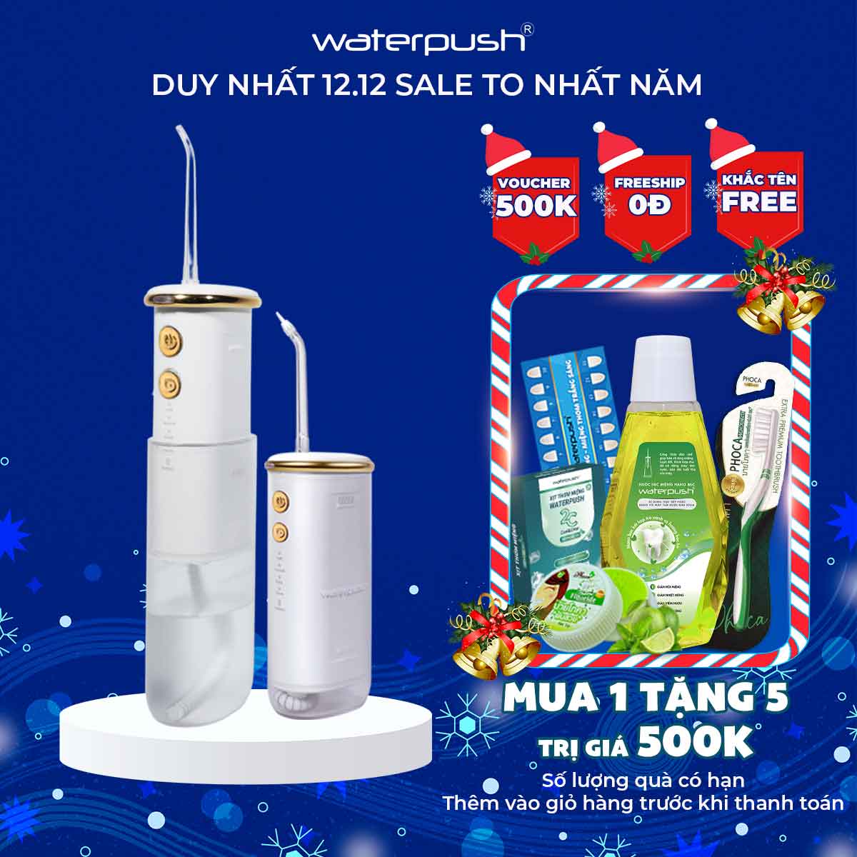 Máy tăm nước du lịch cao cấp WaterPush CY-1000 New Version - Siêu nhỏ gọn - Máy lỗi đổi mới nguyên seal 1 năm tận nhà