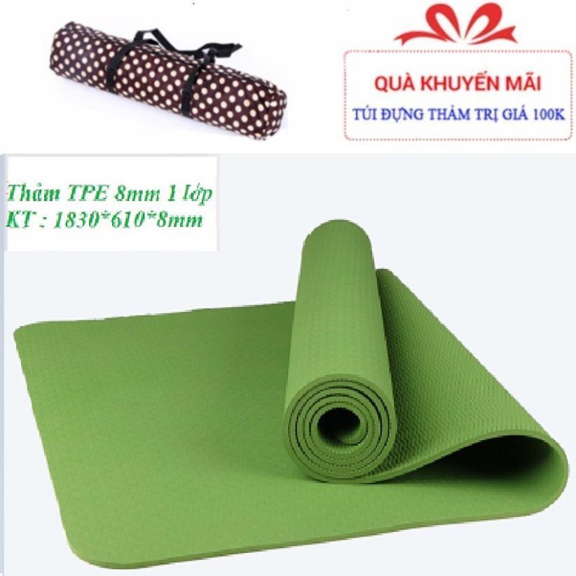 Thảm Tập Yoga Gym 1 Lớp Đúc Nguyên Khối Cao Cấp Chống Trượt TPE Dày 6mm-8mm