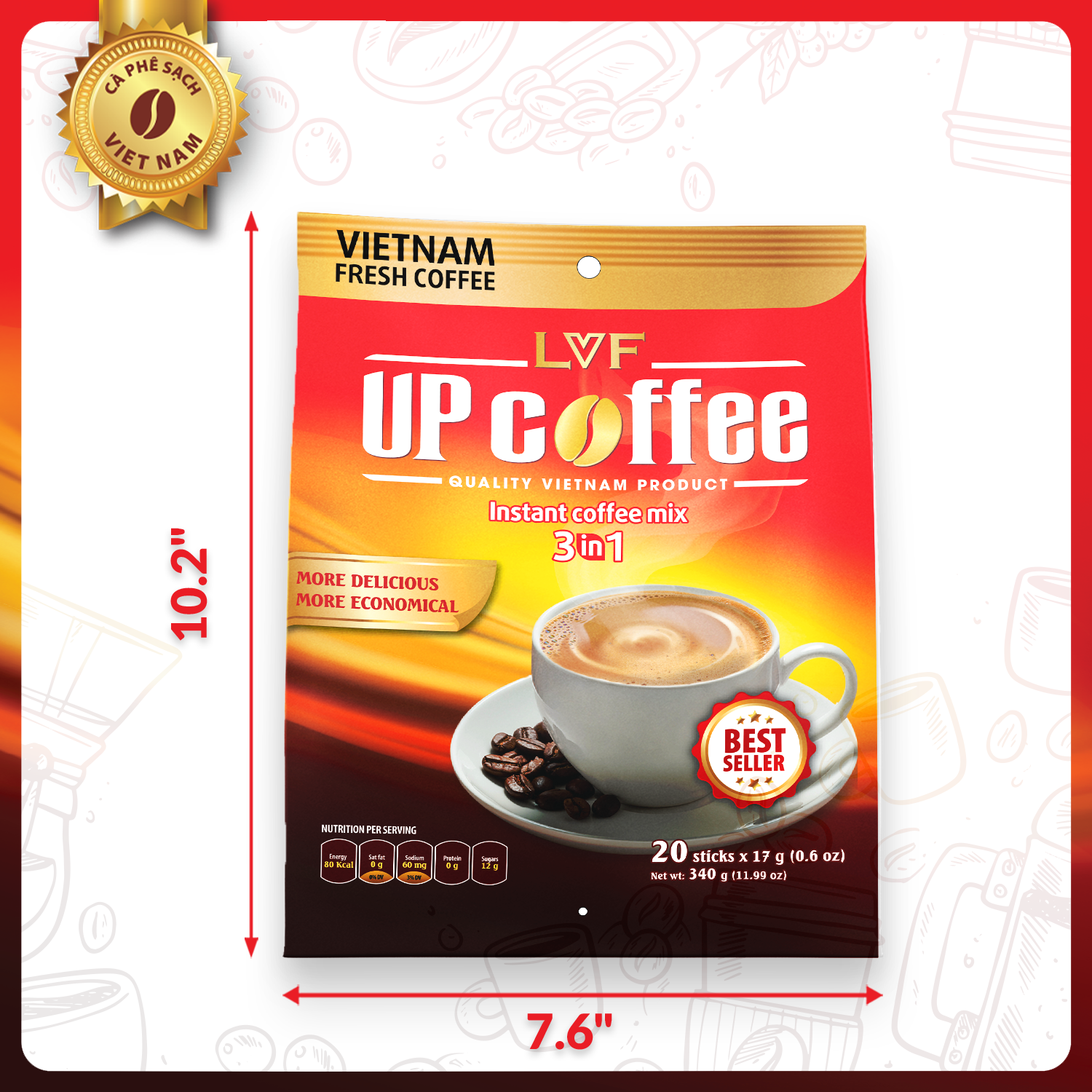 Combo 2 Cà phê hòa tan Up Coffee 3in1