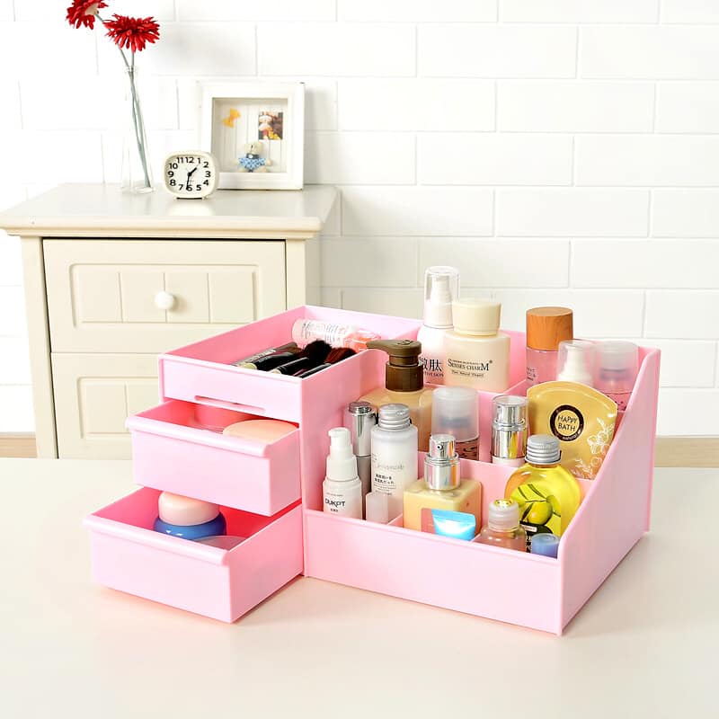 Kệ đựng mỹ phẩm 3 tầng 2 ngăn kéo, hộp đựng đồ trang điểm, makeup bằng nhựa cao cấp tặng kèm dao cạo lông mày hàn quốc tiện lợi. Shop giao mầu ngãu nhiên