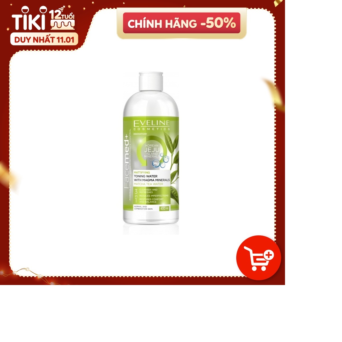 [Secret Gift] Nước hoa hồng kiềm dầu khoáng chất Magma Eveline Facemed 400ml