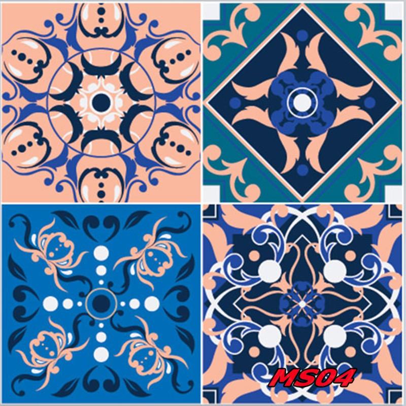 DECAL GẠCH BÔNG CỔ 20X20CM, SET 36 Ô CÓ SẴN