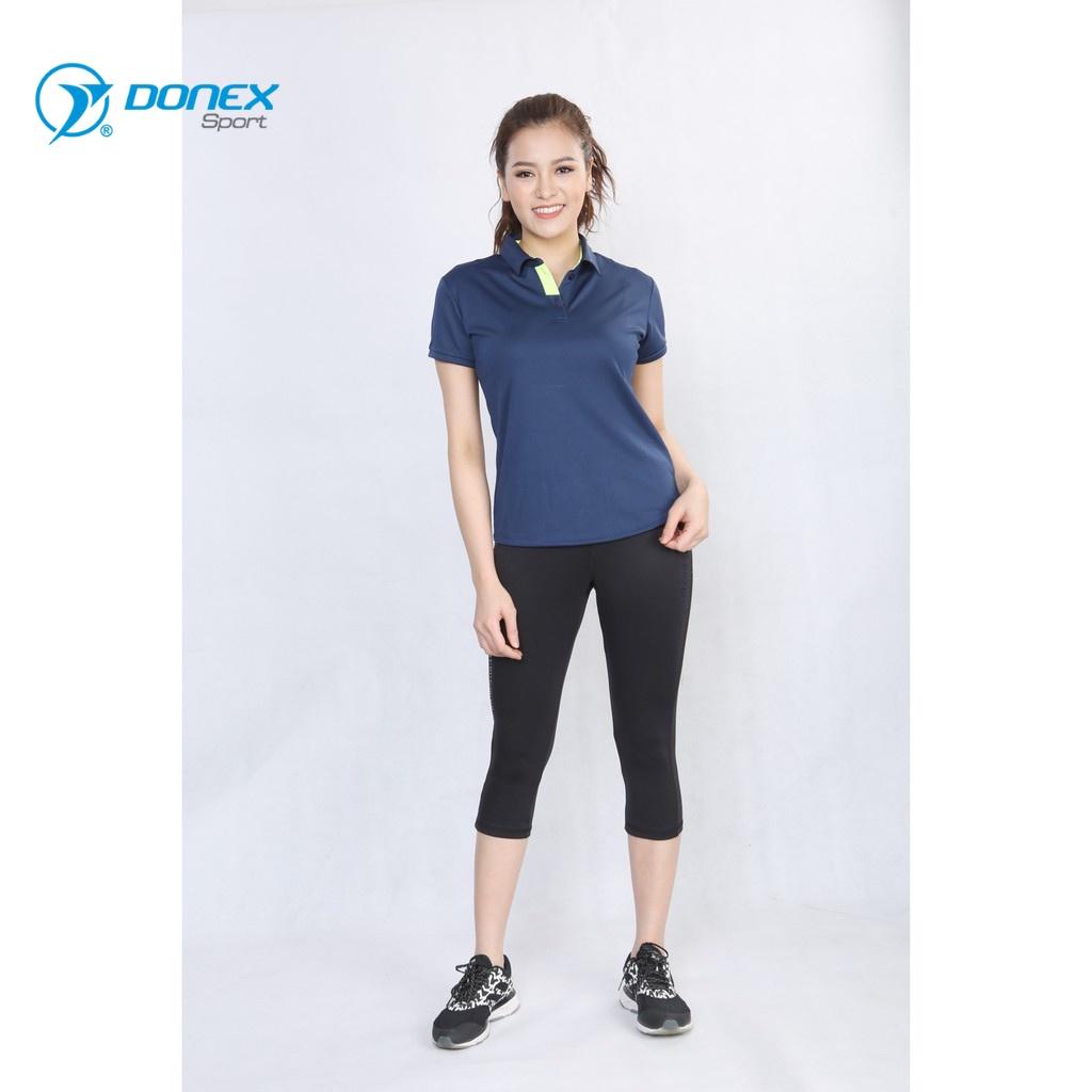 Áo Thể Thao Nữ Có Cổ DONEXPRO Form Regular-fit, Tôn Dáng Khỏe Khoắn, In Logo Phần Tay Áo AC-3348