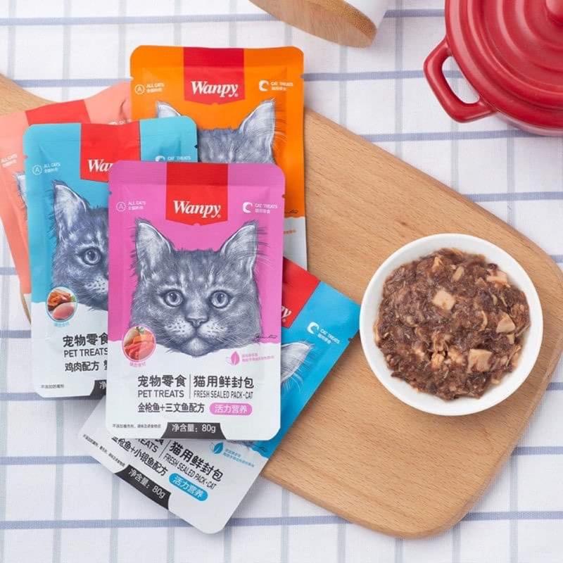 Pate Wanpy dành cho mèo gói 80gr Nhiều hương vị