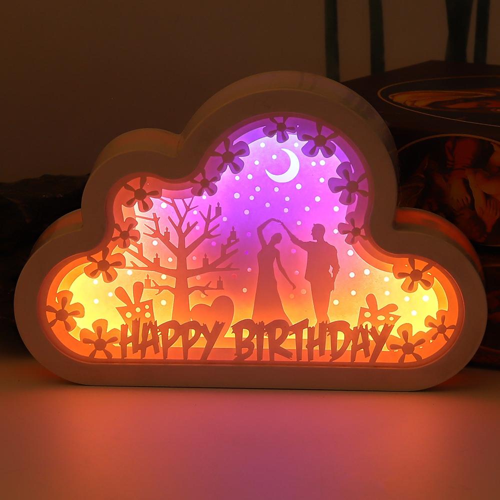 Đèn ngủ khắc giấy 3D Kết hợp với dải đèn LED, tiêu thụ điện năng thấp Hỗ trợ USB