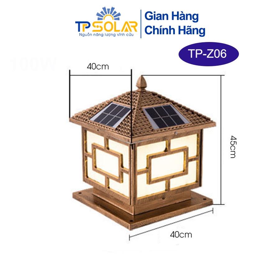 Đèn Trụ Cổng Vuông Có Mái Năng Lượng Mặt Trời TP Solar TP-Z06 40x40x45cm Thiết Kế Sang Trọng, Chống Nước