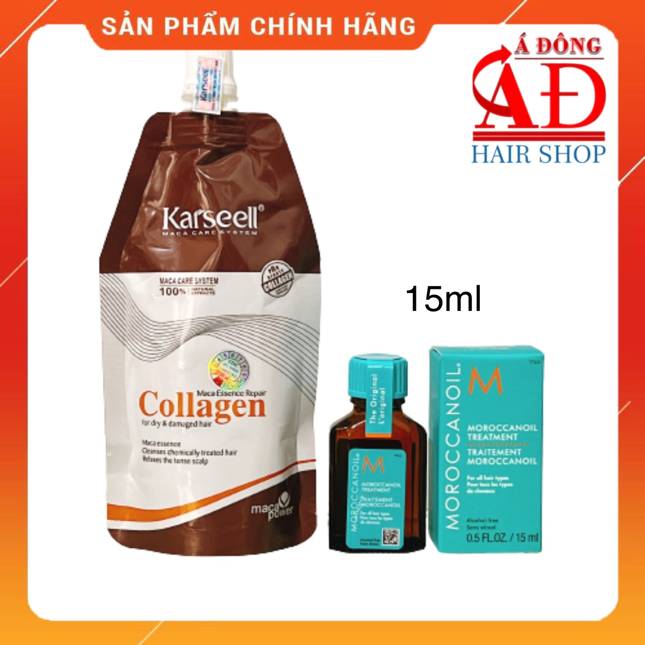 ￼DẦU HẤP Ủ TÓC KARSEELL COLLAGEN 100ML + TINH DẦU DƯỠNG MOROCCANOIL TREATMENT CHÍNH HÃNG ISRAEL PHỤC HỒI TÓC HƯ TỔN