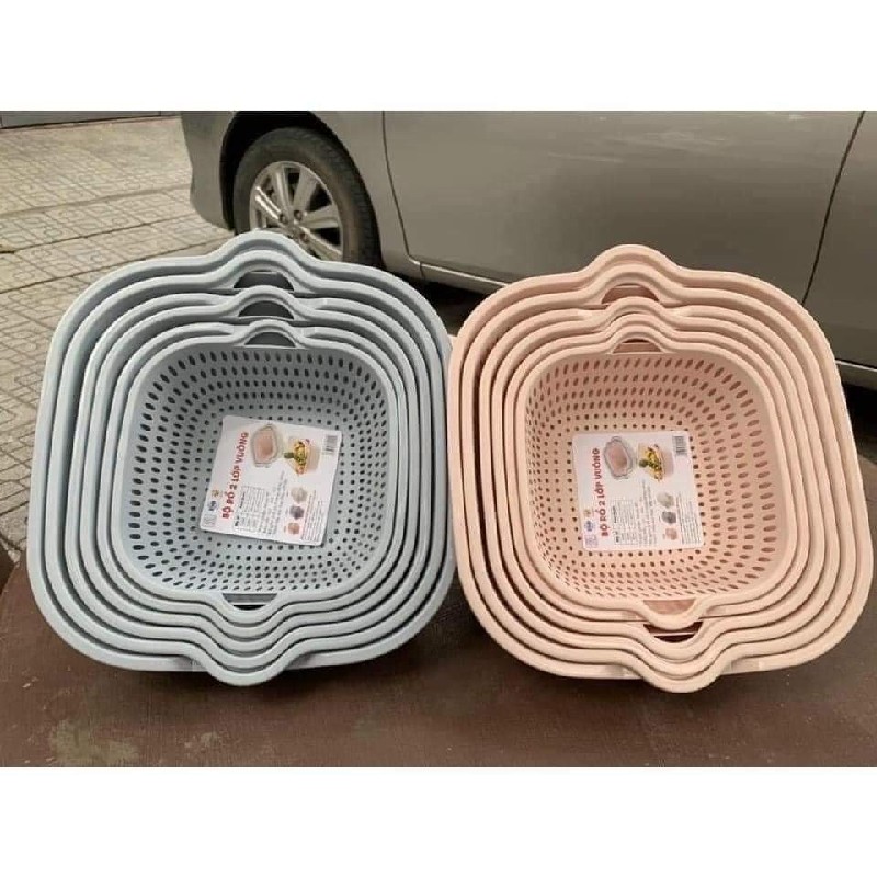 Bộ Rổ thau 6 món Ráo Nước 2 Lớp Cao Cấp Tiện Lợi, Rổ Đựng Rau, Hoa Quả - HÀNG VIỆT NAM