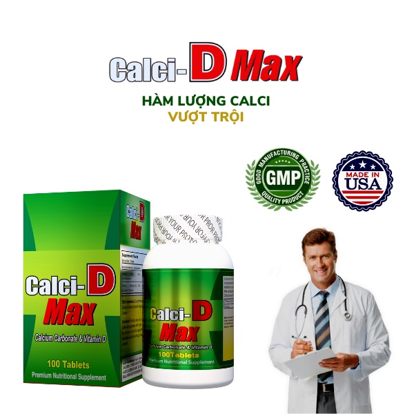 MADE IN USA] Calci-DMax  chai 100 viên nén - Bổ sung Calci, vitamin D cho cơ thể giúp xương, răng chắc khỏe, phòng ngừa loãng xương
