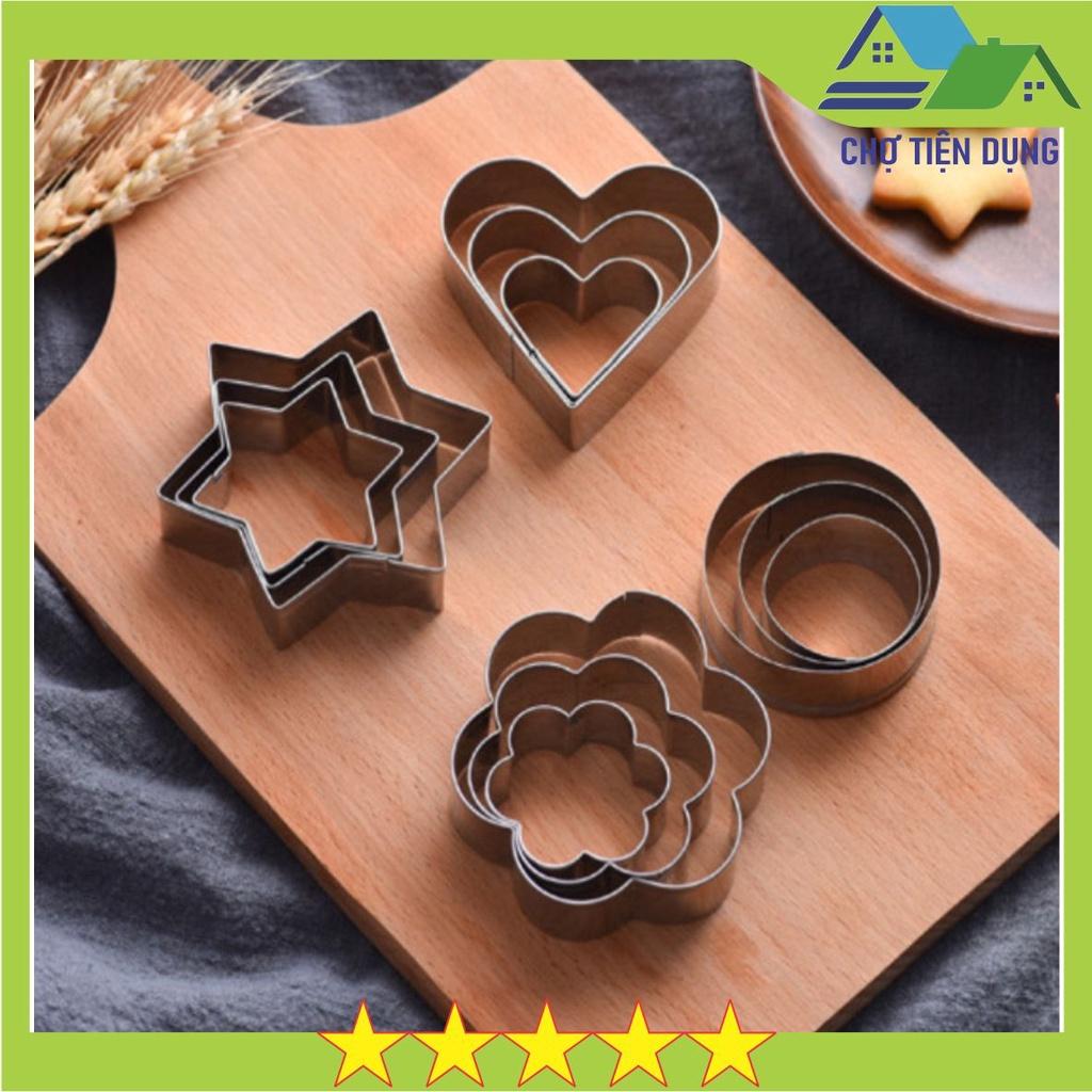 Khuôn Bánh Quy Cookies Bộ 12 Khuôn Nhấn Cookie Cutter Innox Cao Cấp - CBQUI12P