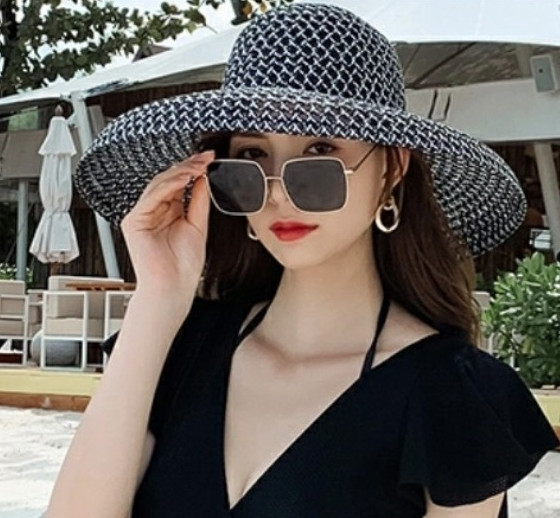 Mũ rộng vành nữ đi biển đẹp Nón rộng vành đi biển Mũ cói đi biển rộng vành chống tia UV Panama thời trang Hàn Quốc dona21040811
