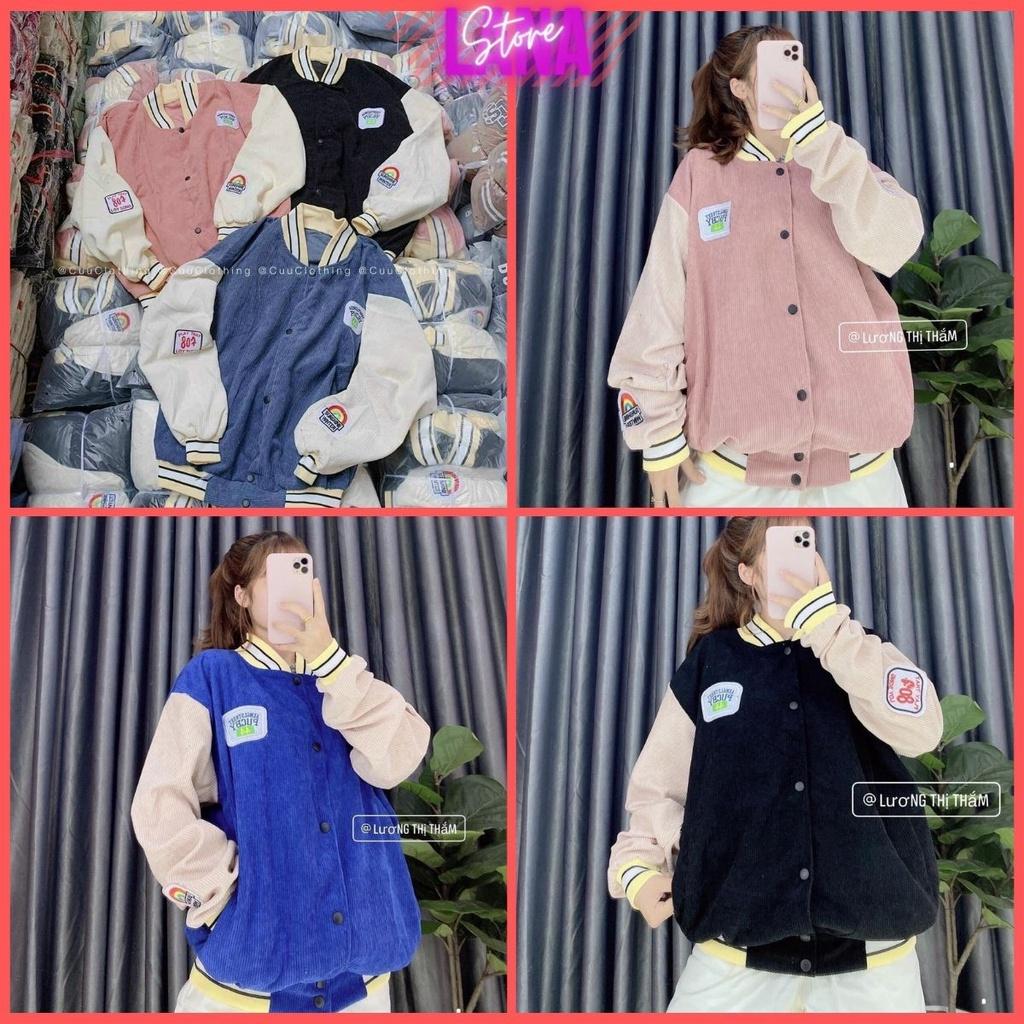 Áo Khoác Bomber Nhung Gân Thêu Logo Sunshine Unisex Nam Nữ