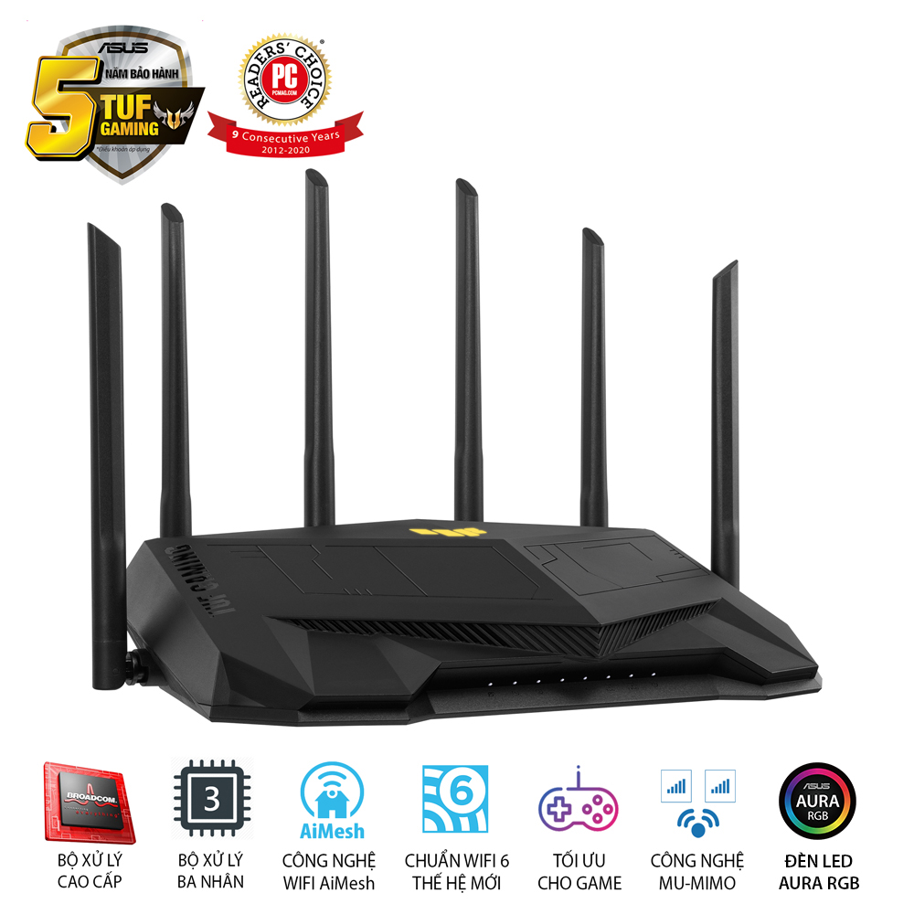 Router Wifi 6 ASUS TUF Gaming AX5400 Băng Tần Kép TUF-AX5400 - Hàng Chính Hãng