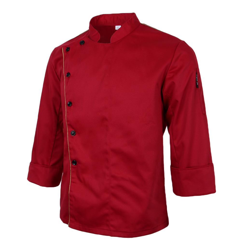 Men Women Stand Collar Long Sleeve Chef Coat Uniform Top4 Colors Choose