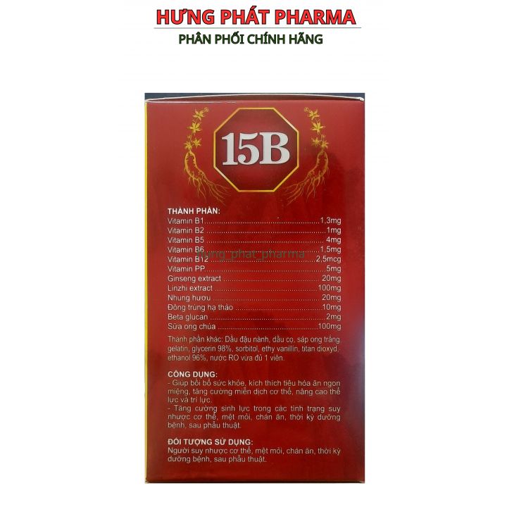 Viên uống bổ sung Vitamin 15B ginseng tăng sức đề kháng cho cơ thể - Hộp 100 viên