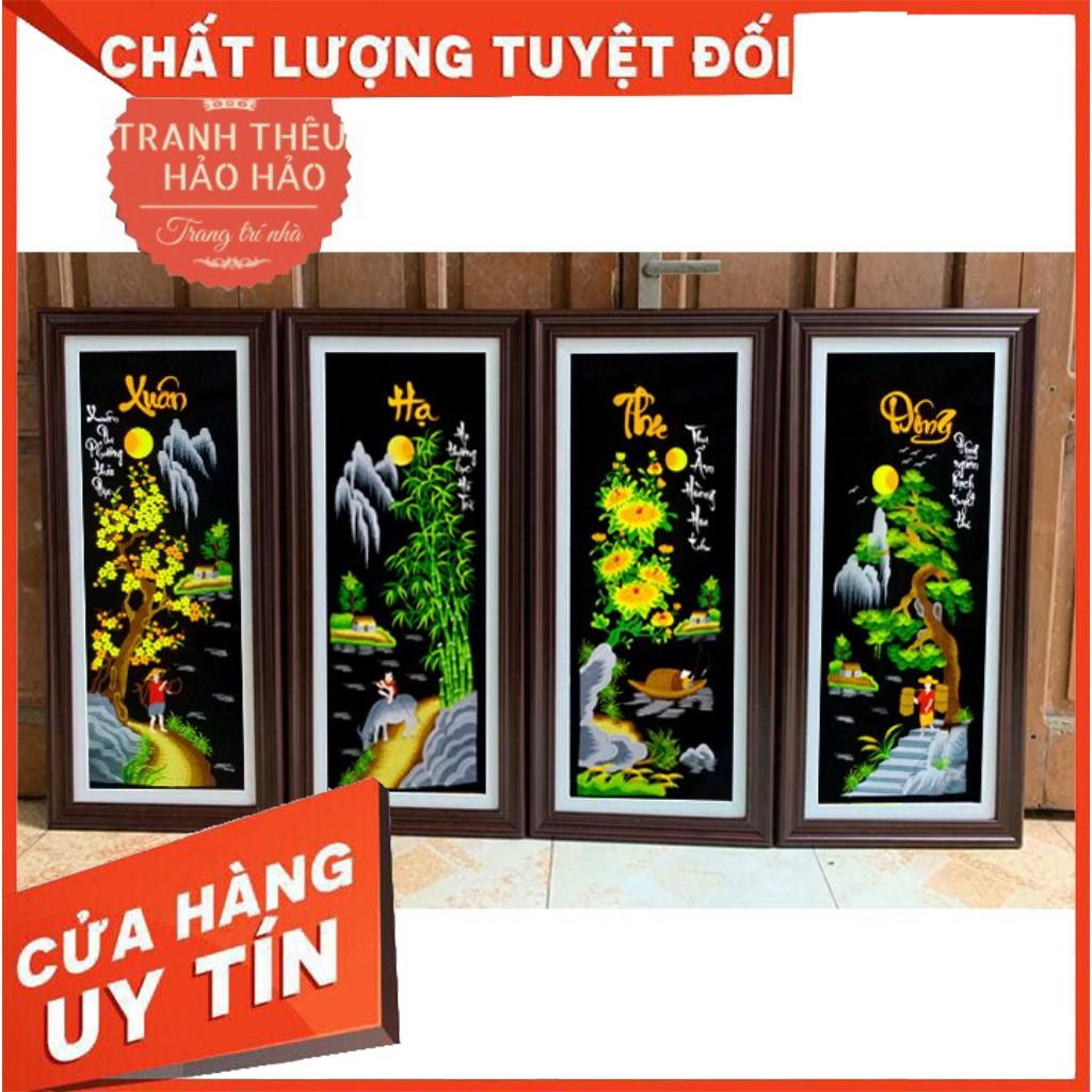 Tranh thêu TỨ QUÝ thêu sẵn 4 bức