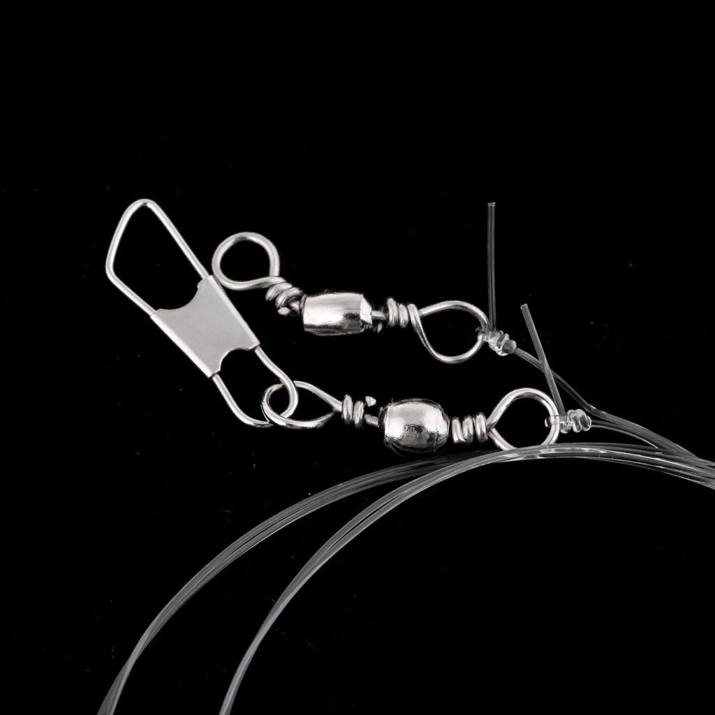 3pcs High Strength Nylon Fishing Wire Leader with Jig Hook Swivel Snap Bead