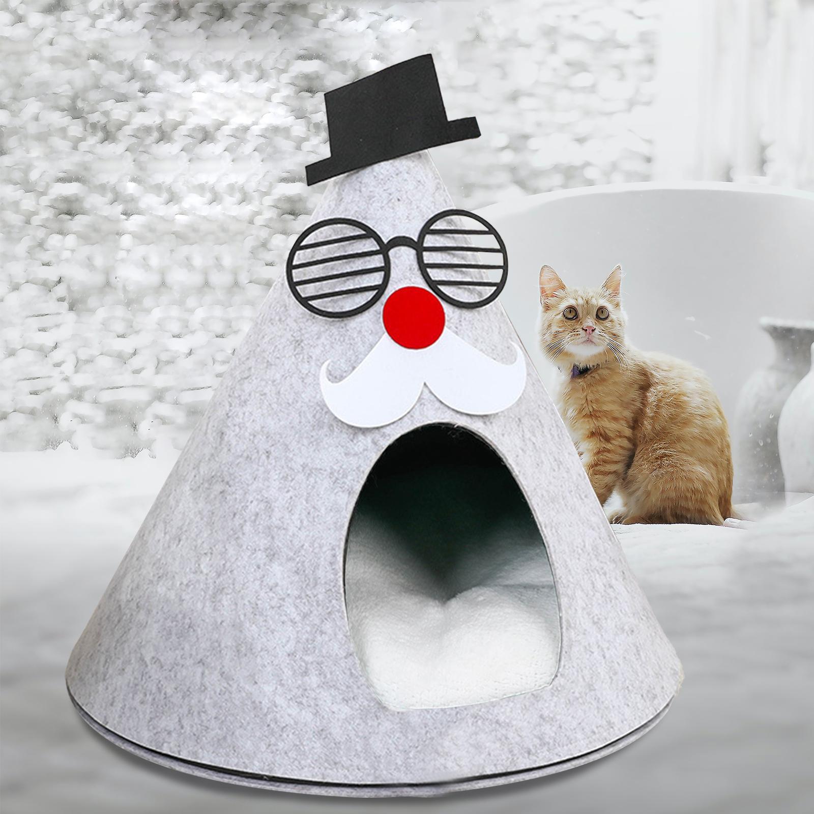 Christmas Cat Sleeping Bed Cat Mat Kitten Cave Bed Kennel Cat House Pet Bed