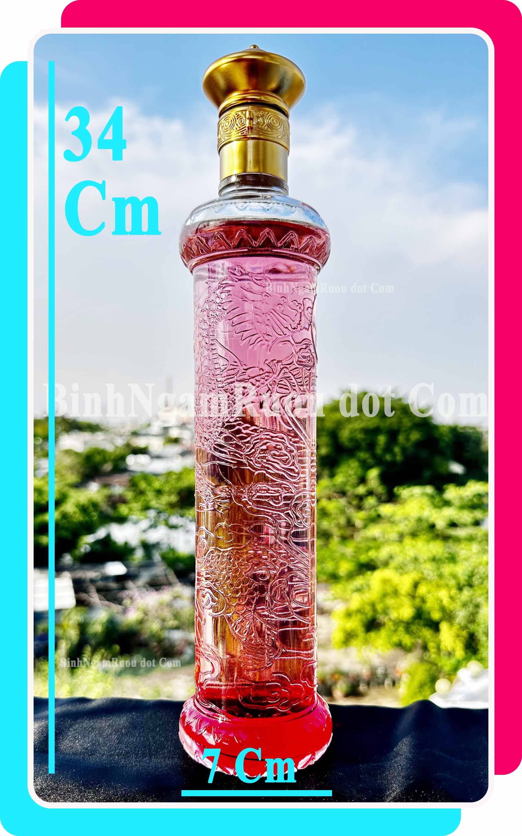 C61 Chai Đựng Rượu Thủy Tinh Họa Tiết Rồng Sang Trọng - Cao Cấp 500ml - Đẹp Cao Cấp - Nắp Kín Thủy Tinh Trong - Tặng Biếu Sang Trọng