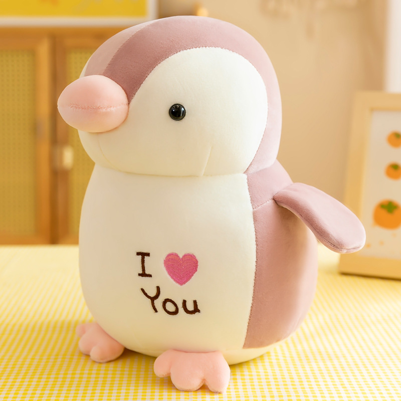 Gấu Bông Chim Cánh Cụt I Love You Siêu Dễ Thương Mềm Mịn Cho Bé Yêu (25cm---&gt;35cm) Vải Miniso 4 Chiều Co Giãn Êm Ái, Hàng Cao Cấp An Toàn Cho Trẻ Nhỏ