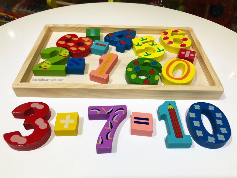 Hộp bảng học số 3D có in hình độc đáo đồ chơi gỗ cho bé