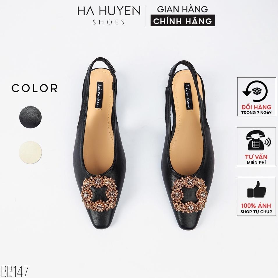 Giày búp bê nữ Hà Huyền Shoes mũi nhọn da đá quai hậu sang trọng - BB147