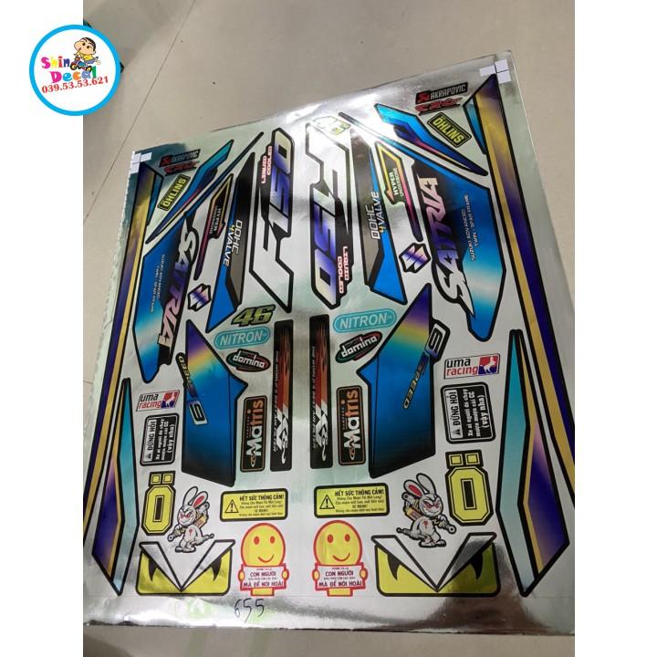 Tem xe Satria FI dán xe đen chất liệu Crom