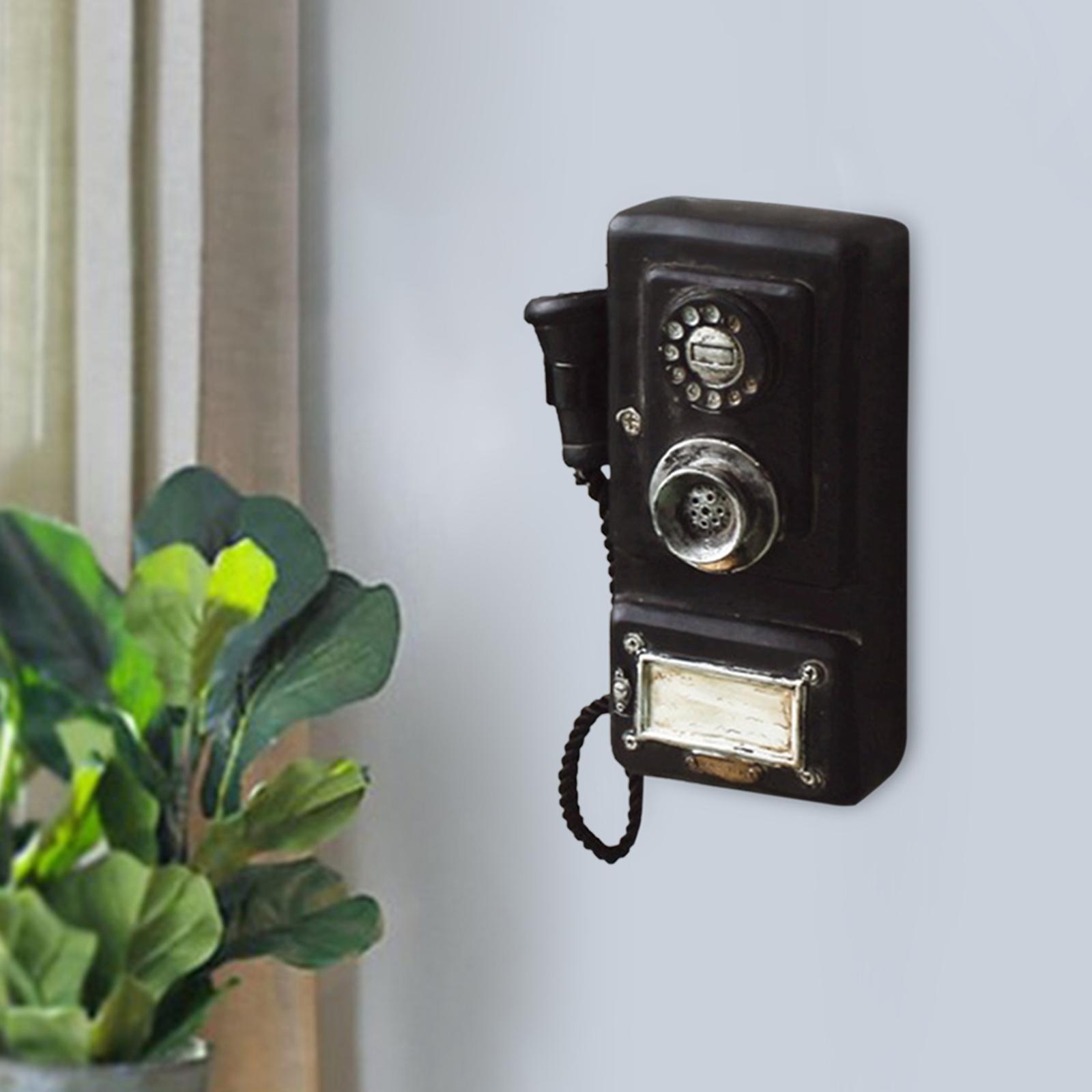 Retro Telephone Wall Art Sculpture Artwork Corded Phones Antique Rotary Dial Telephone for Window Display Hotel Shop Gifts Decors