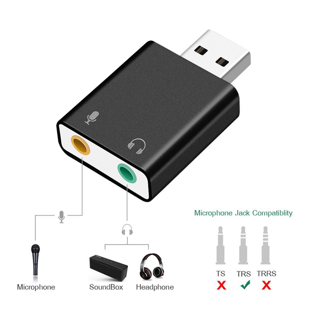 USB 2.0 External 7.1 Channel Surround Sound Card Adapter Black