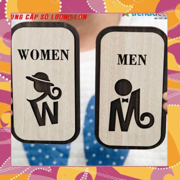 GIÁ GỐC- Tranh gỗ treo tường_Bộ 2 bảng toilet, phòng vệ sinh,WC F01_CRN_01 đẹp trang trí nhà và quán cafe WoodLaserDecor
