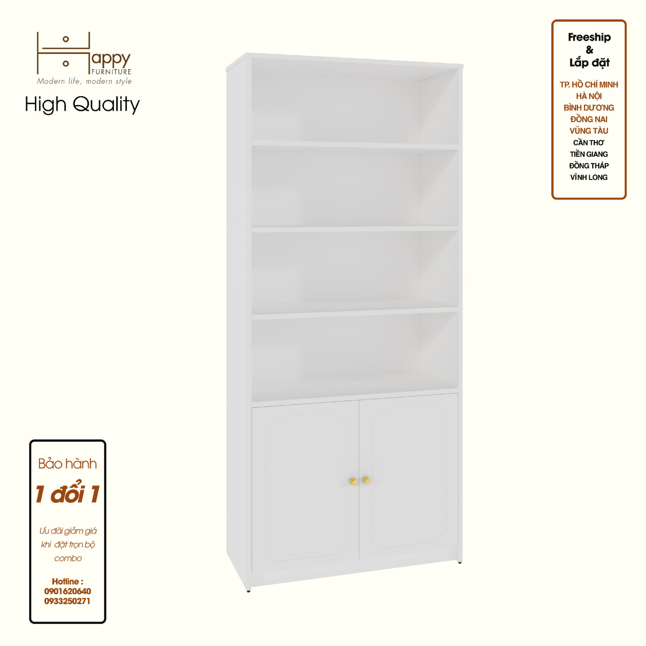 [Happy Home Furniture] NERIS, Kệ lưu trữ 6 tầng 2 cửa mở, 80cm x 36cm x 180cm ( DxRxC), TCM_148
