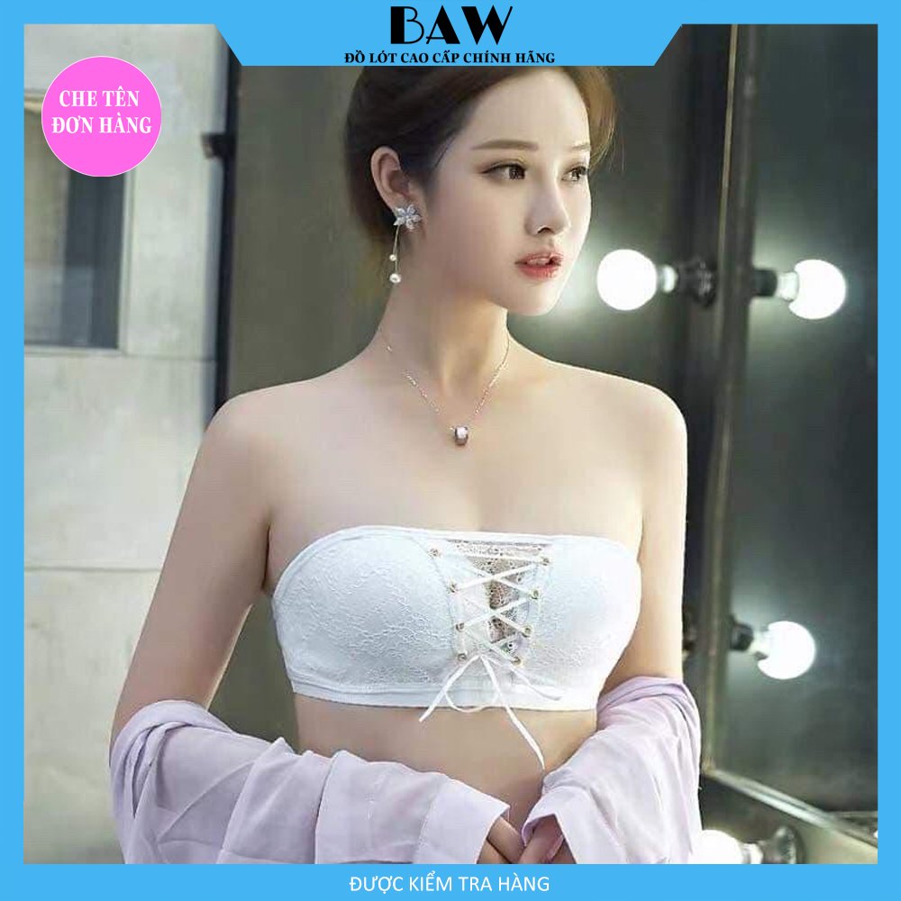 Áo Ngực không dây nâng ngực chống tụt dây rút loại 1, cúp ren sexy quyến rũ thương hiệu Baw mã AN07