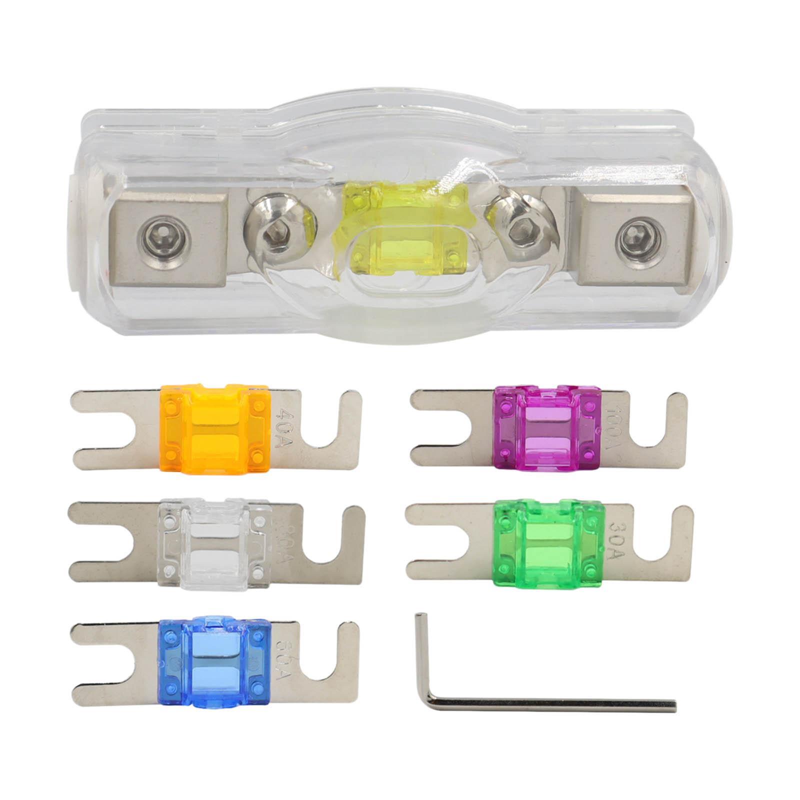 Mini 120A Anl Fuse Holder with Fuse 30A 40A 60A 80A 100A for Auto Car Stereo Audio Amplifier