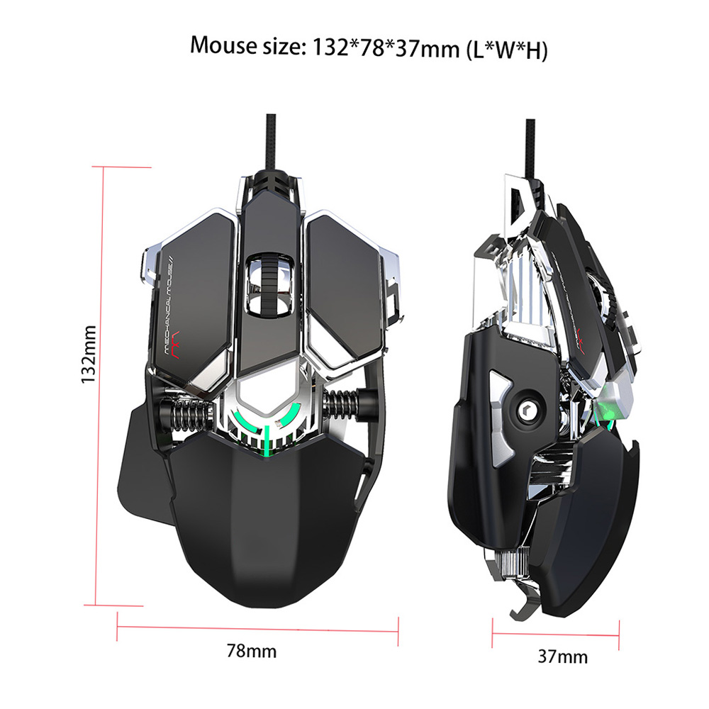 HXSJ V200+J600 Combo Wired Gaming Mouse 9-key Macro Programming Mice & Switch One-handed Mechanical