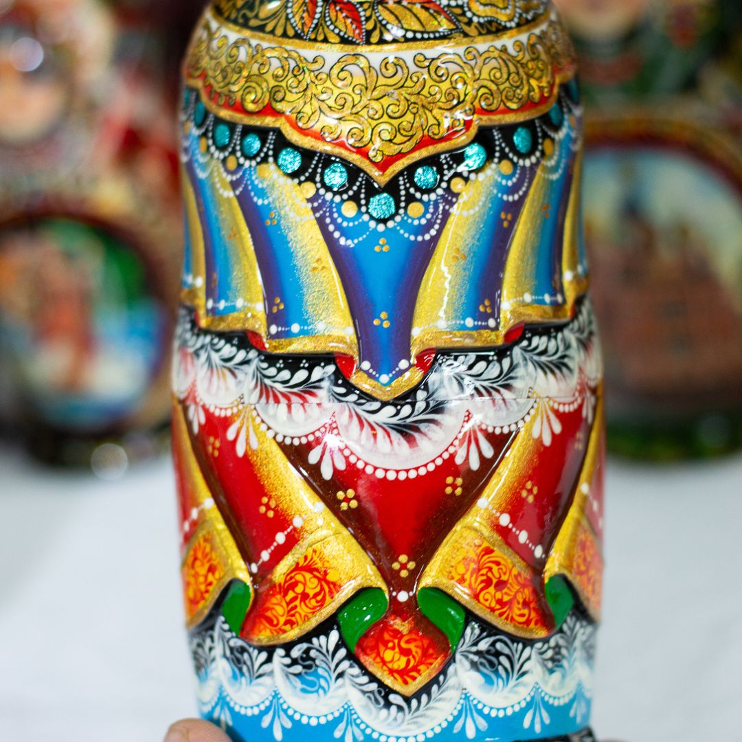 BỘ BÚP BÊ NGA MATRYOSHKA 5 LỚP 20CM CAO CẤP KHẮC CHẠM NỔI HOA VĂN "PHƯỢNG HOÀNG LỬA" CỰC ĐẸP VÀ SANG TRỌNG