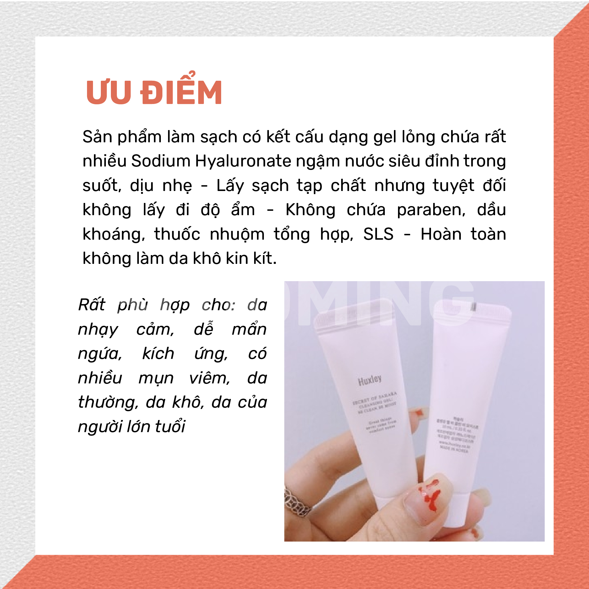 Gel rửa mặt dịu nhẹ dành cho da nhạy cảm Huxley Cleansing Gel; Be Clean Be Moist 10ml - Travel size