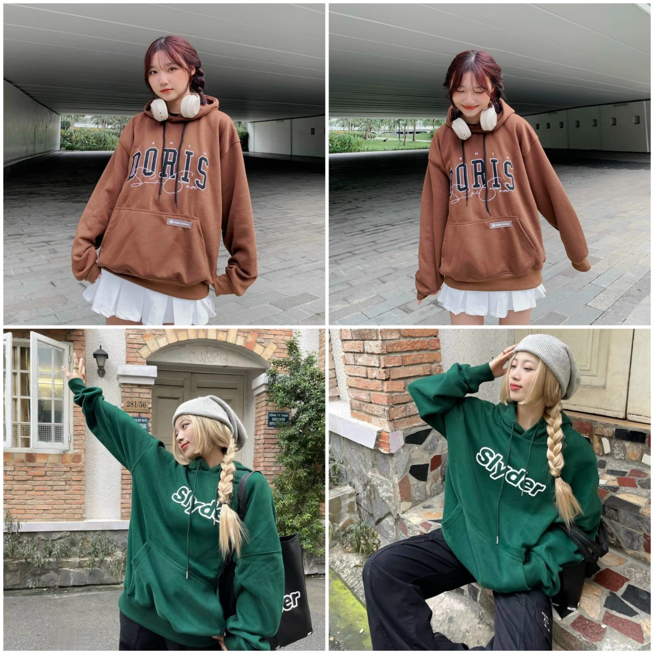 Áo HoodieChữ DORIS - SLYDER Khoác Nỉ Có Nón Mũ 2 Lớp Rộng Unisex Hàn Quốc Cặp Đôi Nam Nữ - Chống Nắng Thu Đông
