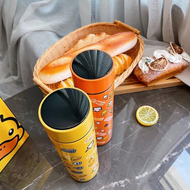 Bình Giữ Nhiệt Hiển Thị Nhiệt Độ Nước Dáng Cao Hình Vịt Vàng Siêu Đáng Yêu Dung Tích 500Ml