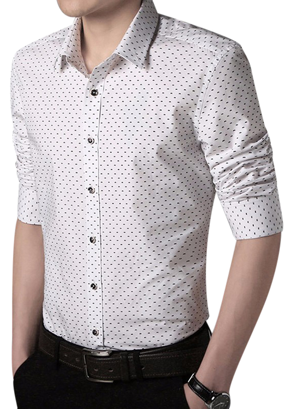 Áo Sơ Mi Nam Chấm Bi Thanh Lịch Sang Trọng 102 - Trắng