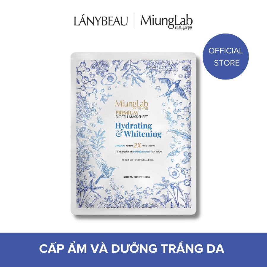 Combo 4 Mặt nạ cấp ẩm và dưỡng trắng da MiungLab Premium Hydrating and Whitening Biocell Mask 4x25g