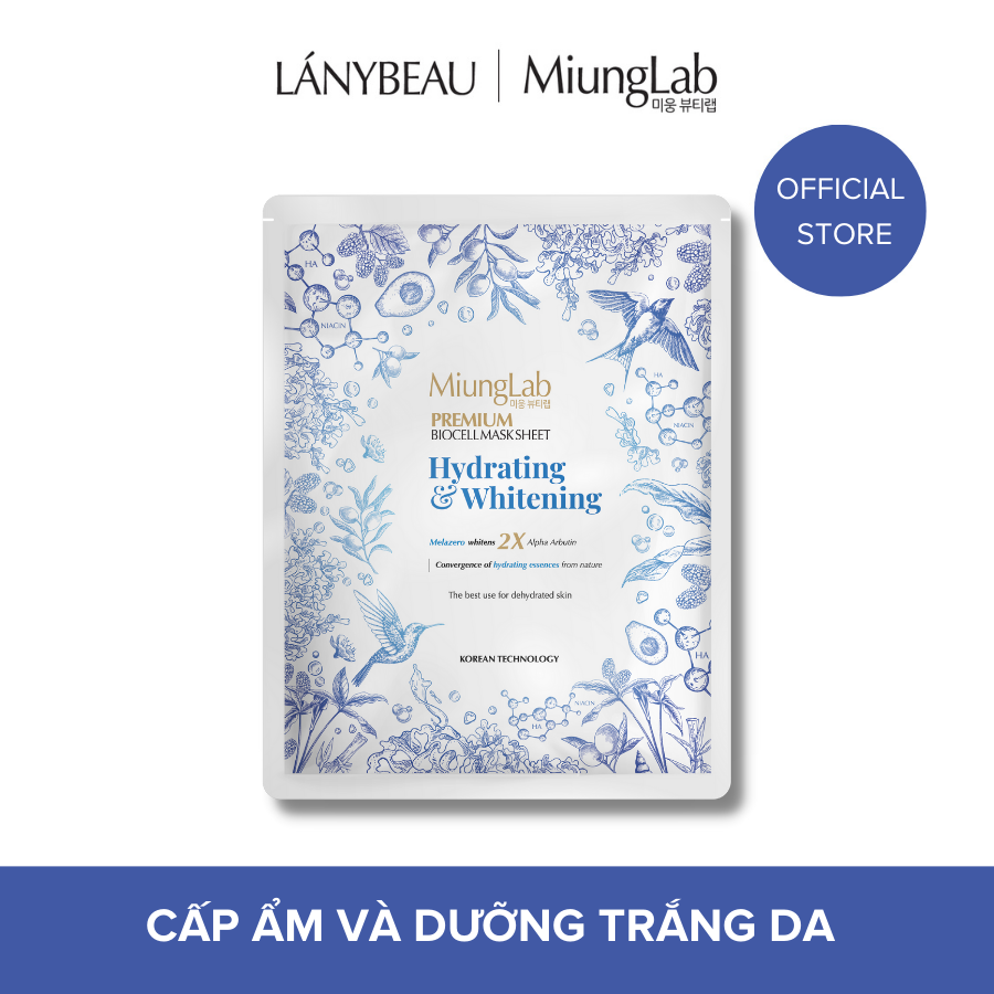 Mặt nạ cấp ẩm và dưỡng trắng da MiungLab Premium Biocell Mask Sheet Hydrating and Whitening 25g