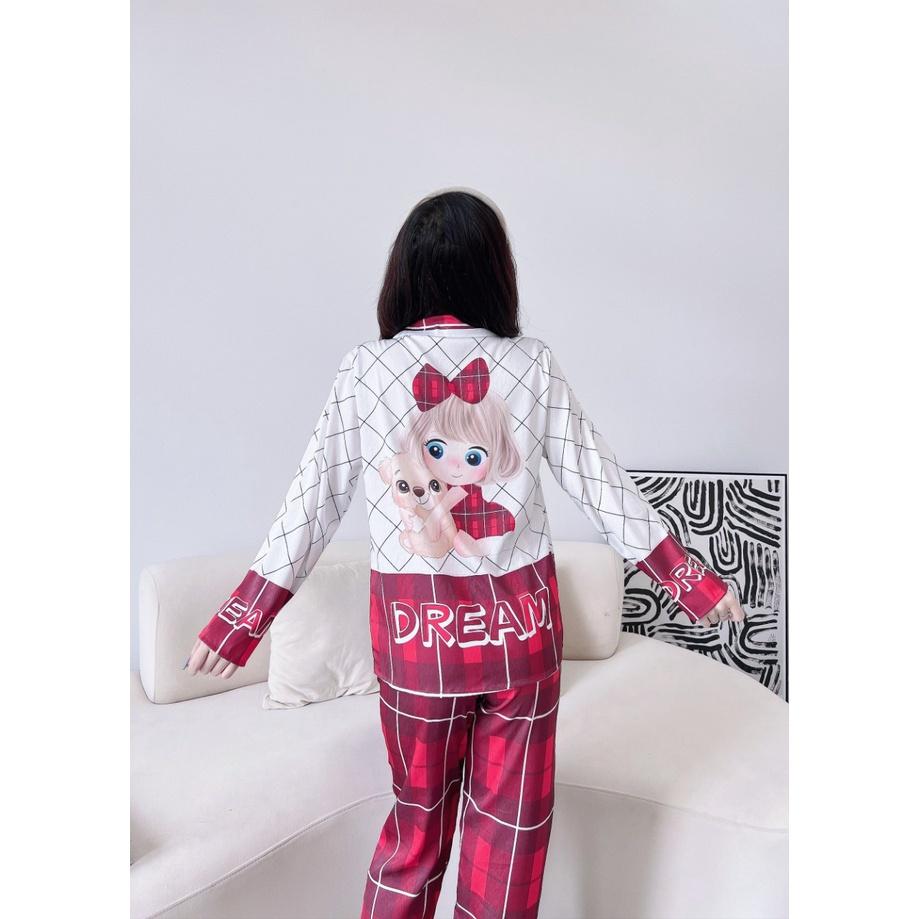 Bộ Pyjama lụa xước ánh kim cao cấp (free size: 45kg đến 65kg) HÀNG THIẾT KẾ MỚI.