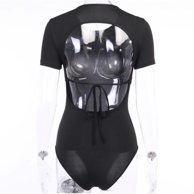 BODYSUIT ĐEN HỞ LƯNG TAY NGẮN