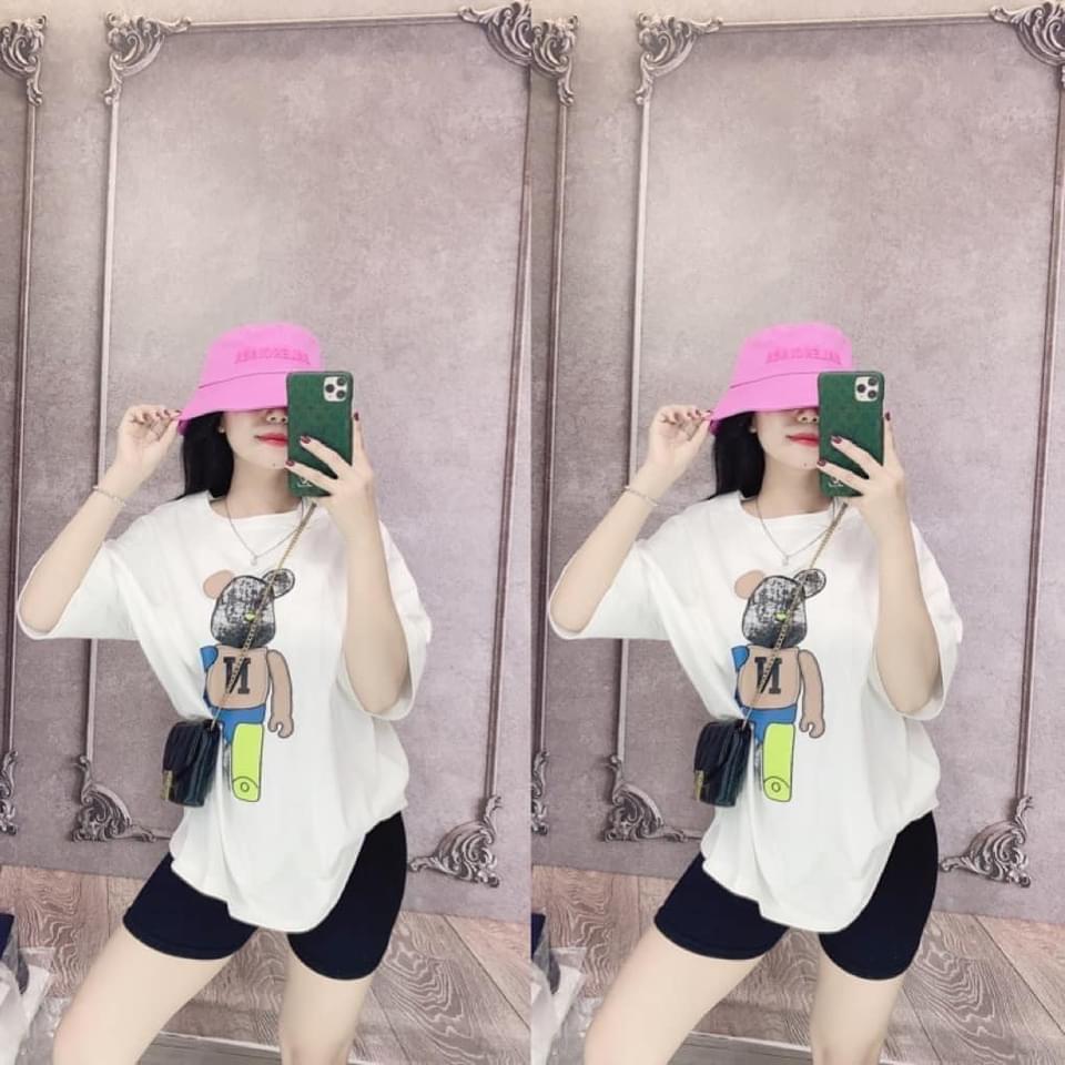 Áo Thun Form Thụng Tay Lỡ In Chú Gấu Hot Hit️Áo Phông Unisex Nữ