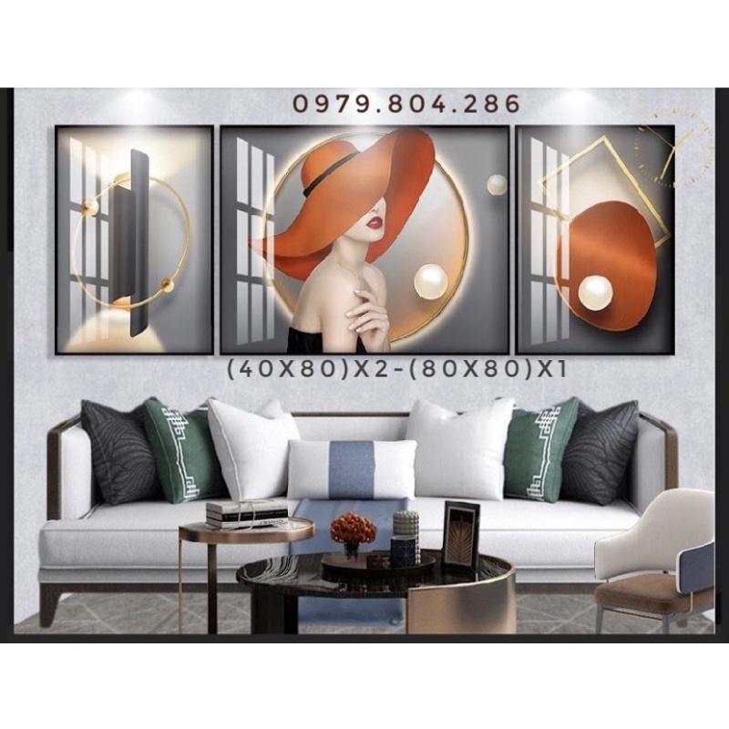 Bộ Tranh tráng gương 3D cao cấp Cô gái hiện đại, sang trọng , bền đẹp cm