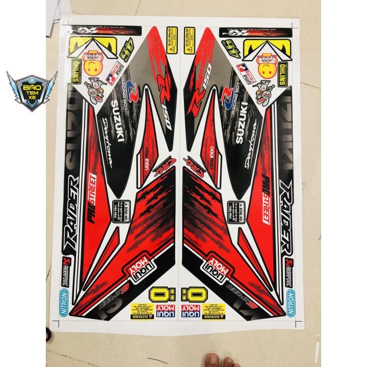 Tem rời dán xe raider fi đỏ đen