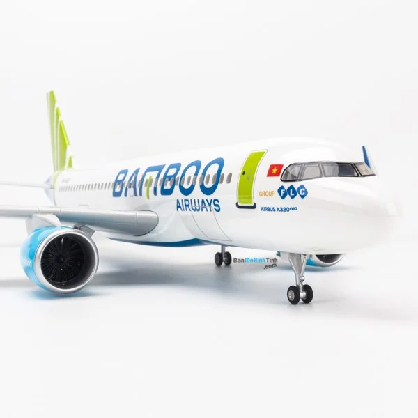 Mô hình máy bay Bamboo Airways Airbus A320 lắp ráp có đèn 47cm MBMH46